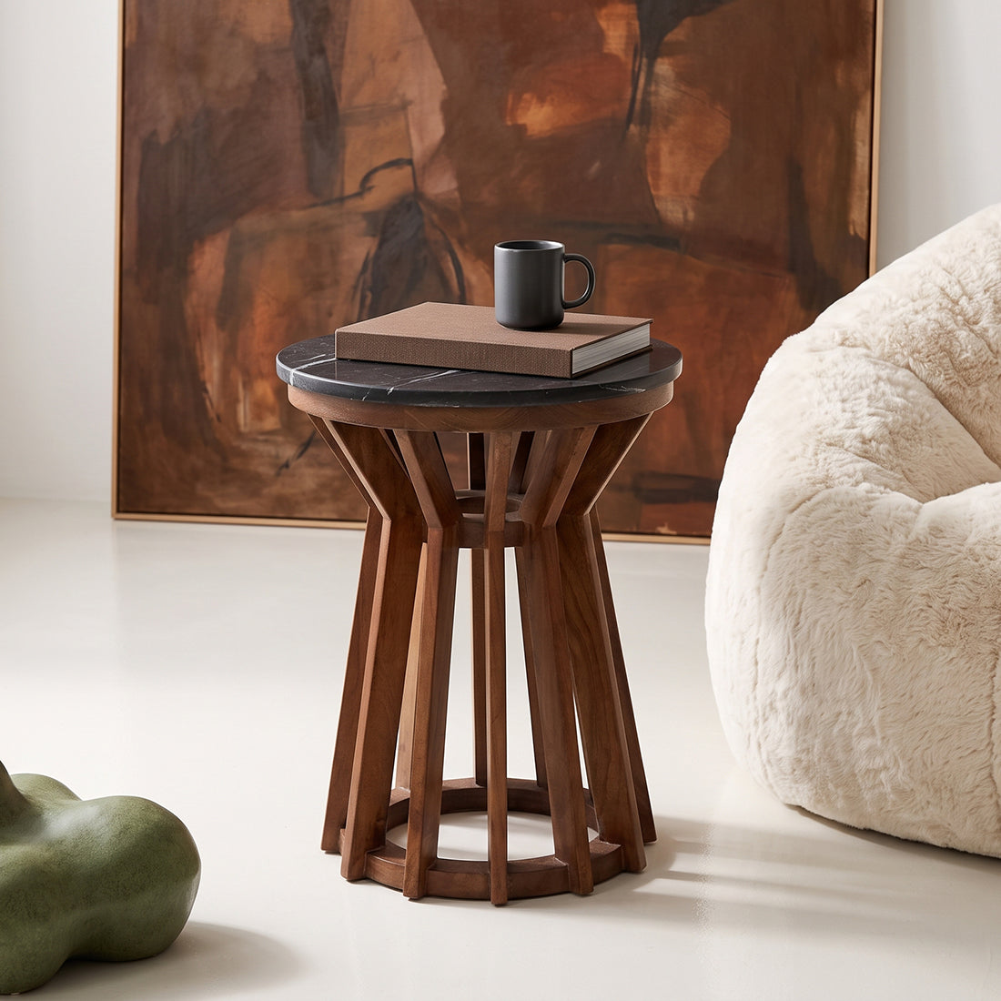 Table d’appoint Sabah marbre, noir - RAW