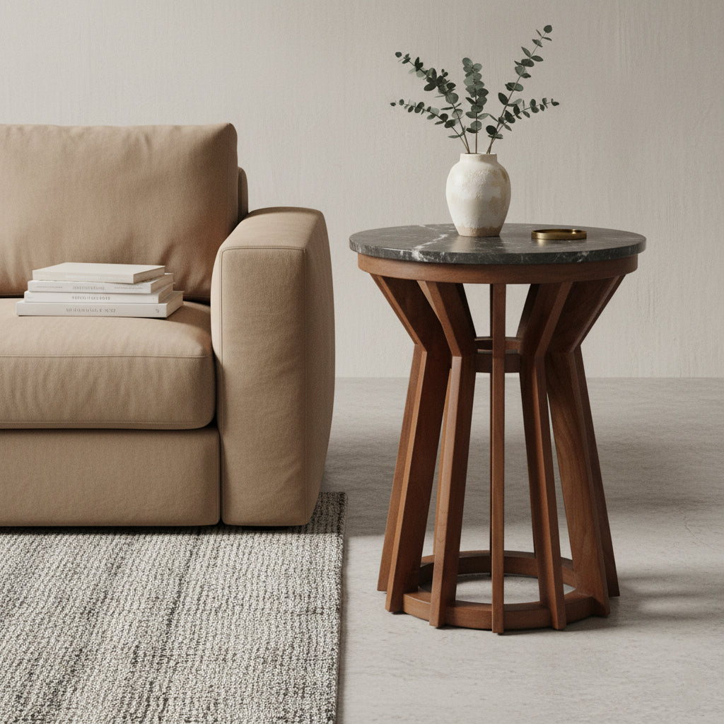 Bijzettafel Sabah marmer, zwart - RAW