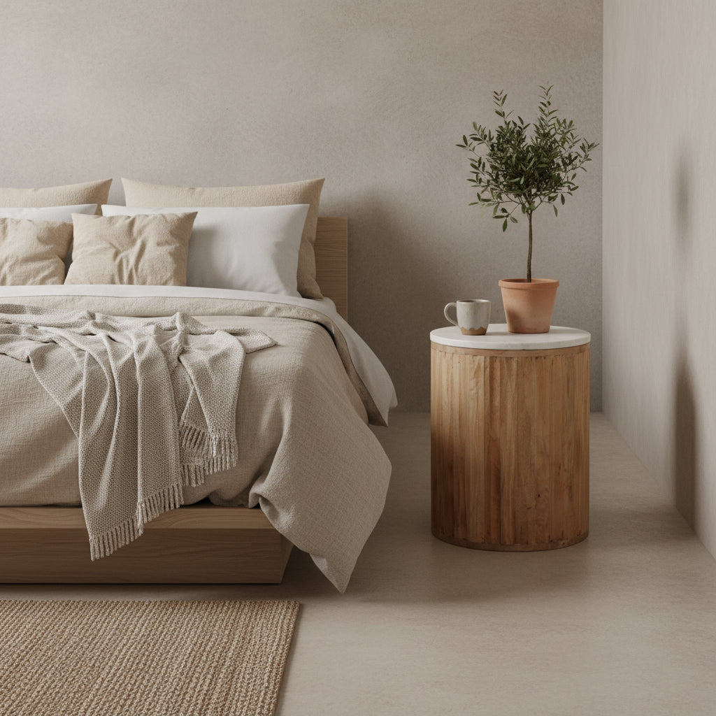 Bijzettafel Malacca marmer, wit - RAW