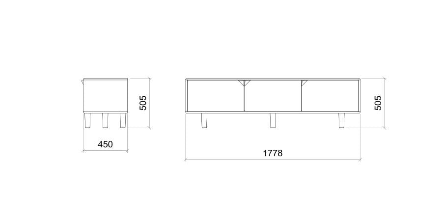 TV-kast Sento 3-deurs eik (4 kleuren) - THS