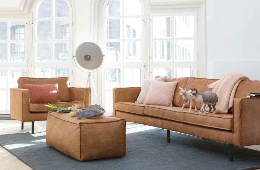 Zetel 3-zit Rodeo - ecoleer cognac of mosgroen - EEKH