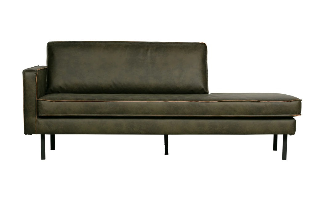 Zetel dagbed links Rodeo - ecoleer cognac, zwart of mosgroen - EEKH
