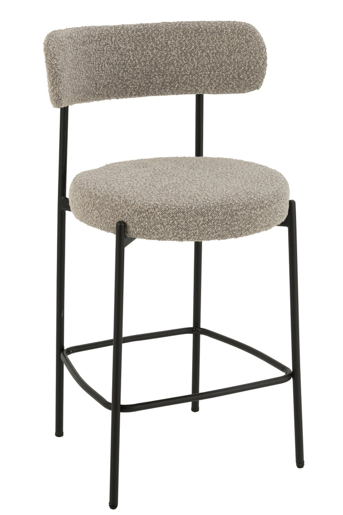 Tabouret de bar Boucle Contreplaqué/Polyester Gris/Noir - J-LINE