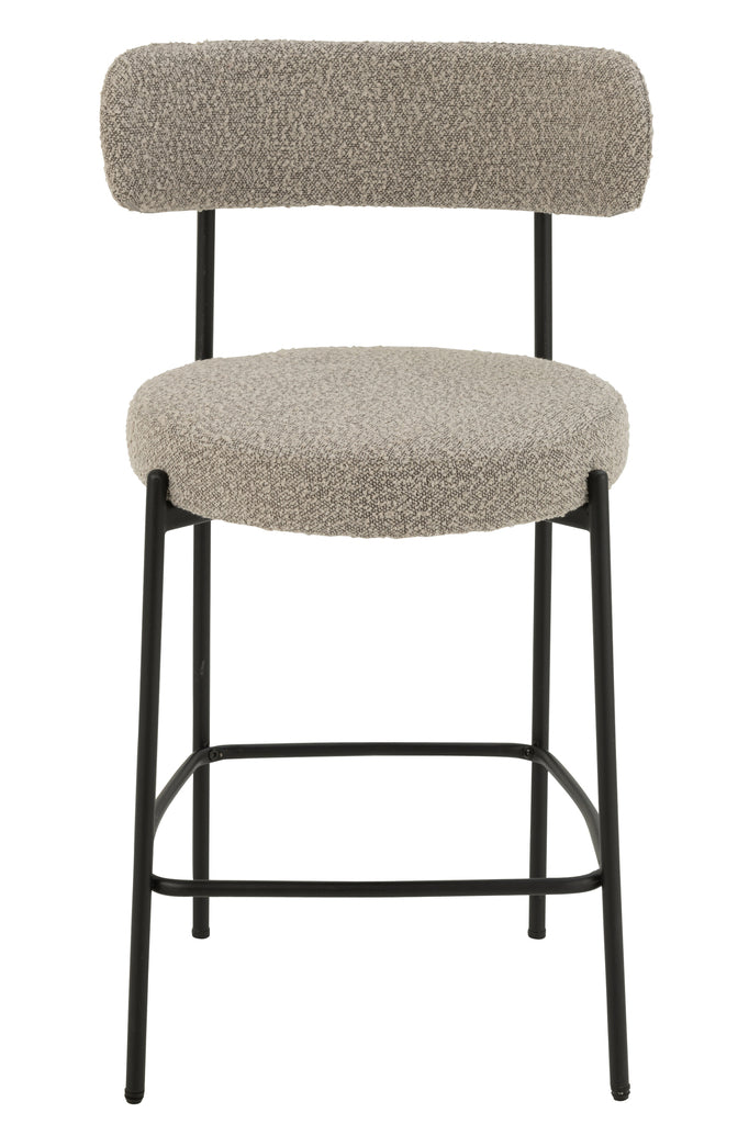 Tabouret de bar Boucle Contreplaqué/Polyester Gris/Noir - J-LINE