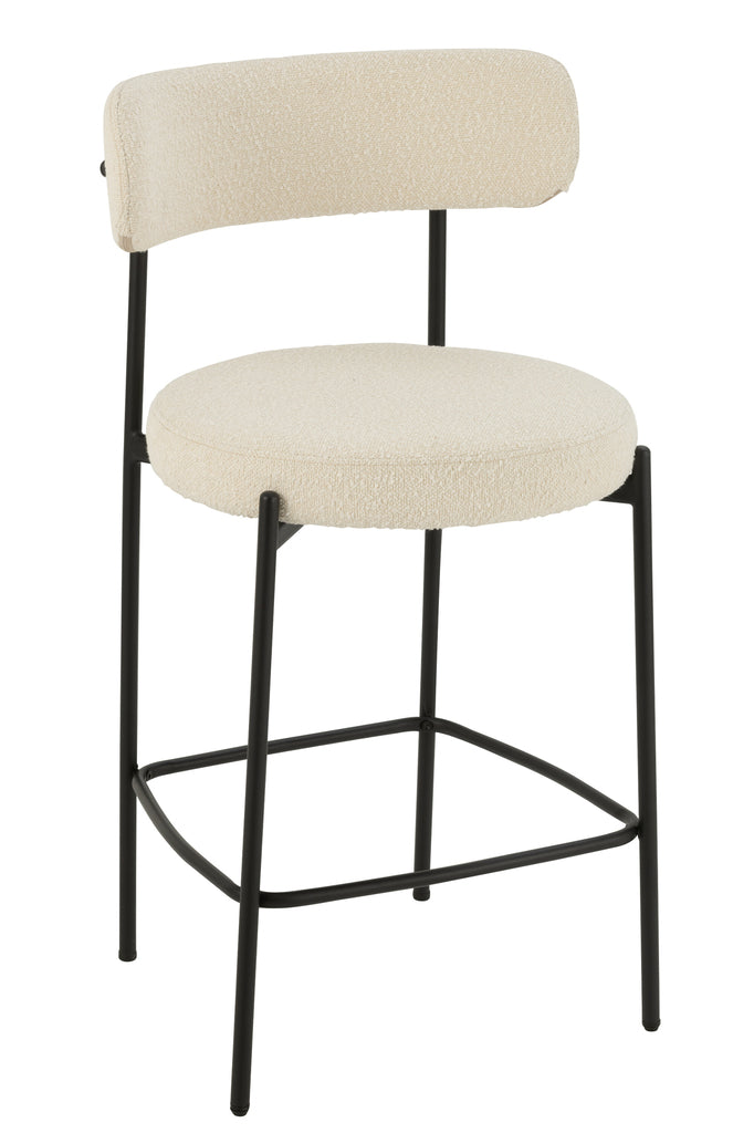 Tabouret de bar Boucle Contreplaqué/Polyester Blanc/Noir - J-LINE