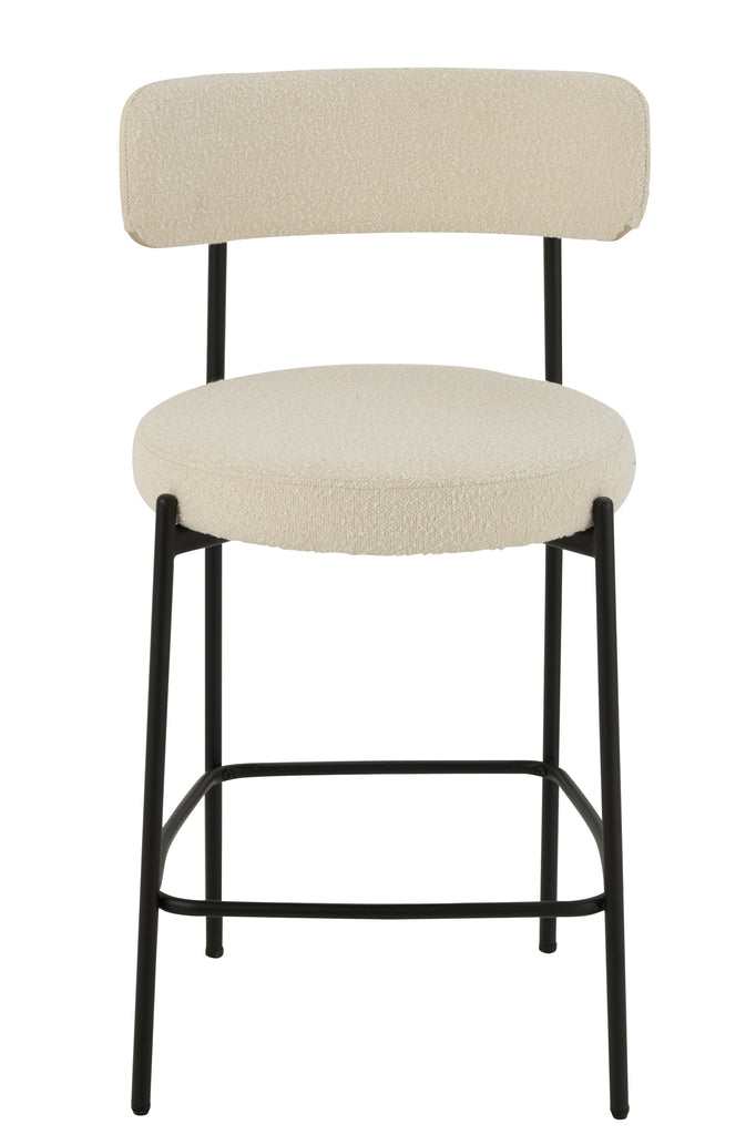 Tabouret de bar Boucle Contreplaqué/Polyester Blanc/Noir - J-LINE