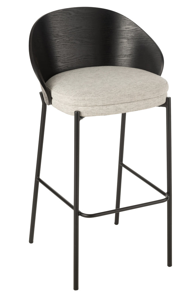 Tabouret de bar Lone Birch/Métal Noir/Gris - J-LINE