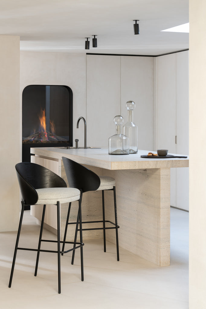 Barstoel Lone Berkenhout/Metaal Zwart/Grijs - J-LINE