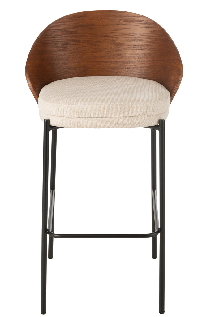 Tabouret de bar seul contreplaqué/métal marron/beige - J-LINE