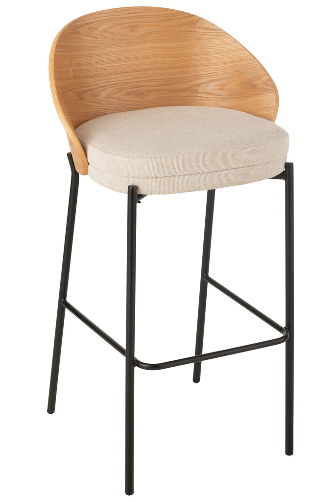 Barstoel Lone Ply hout/metaal Beige - J-LINE