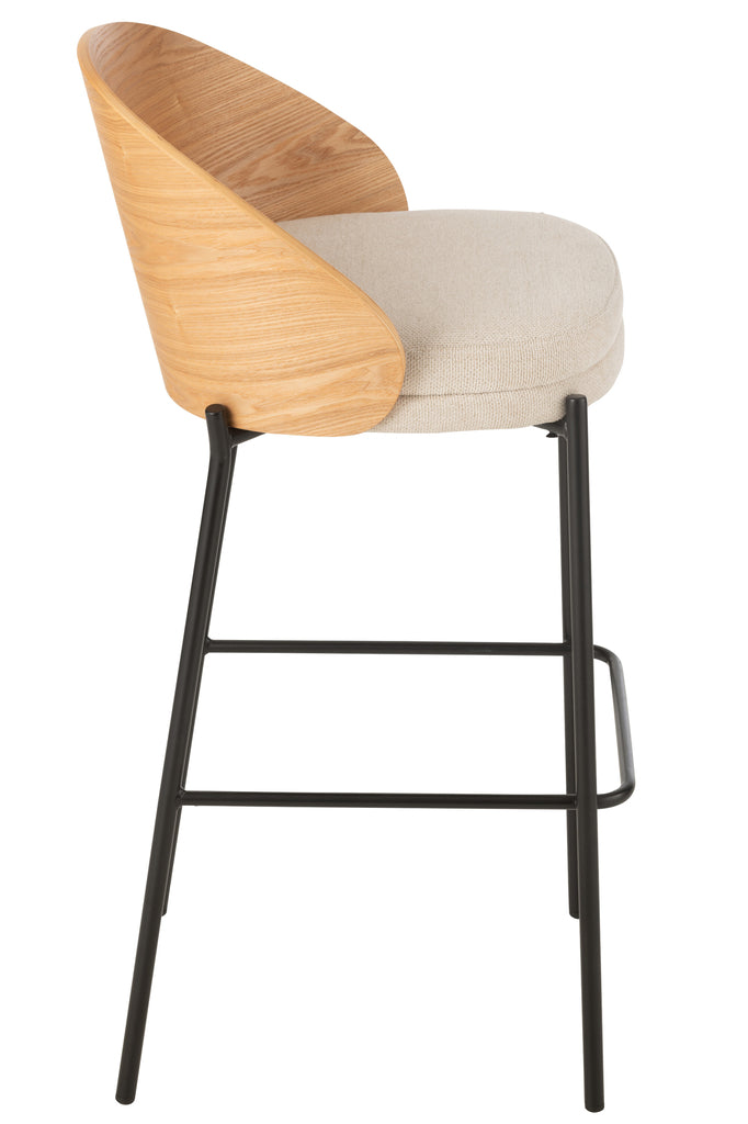 Barstoel Lone Ply hout/metaal Beige - J-LINE