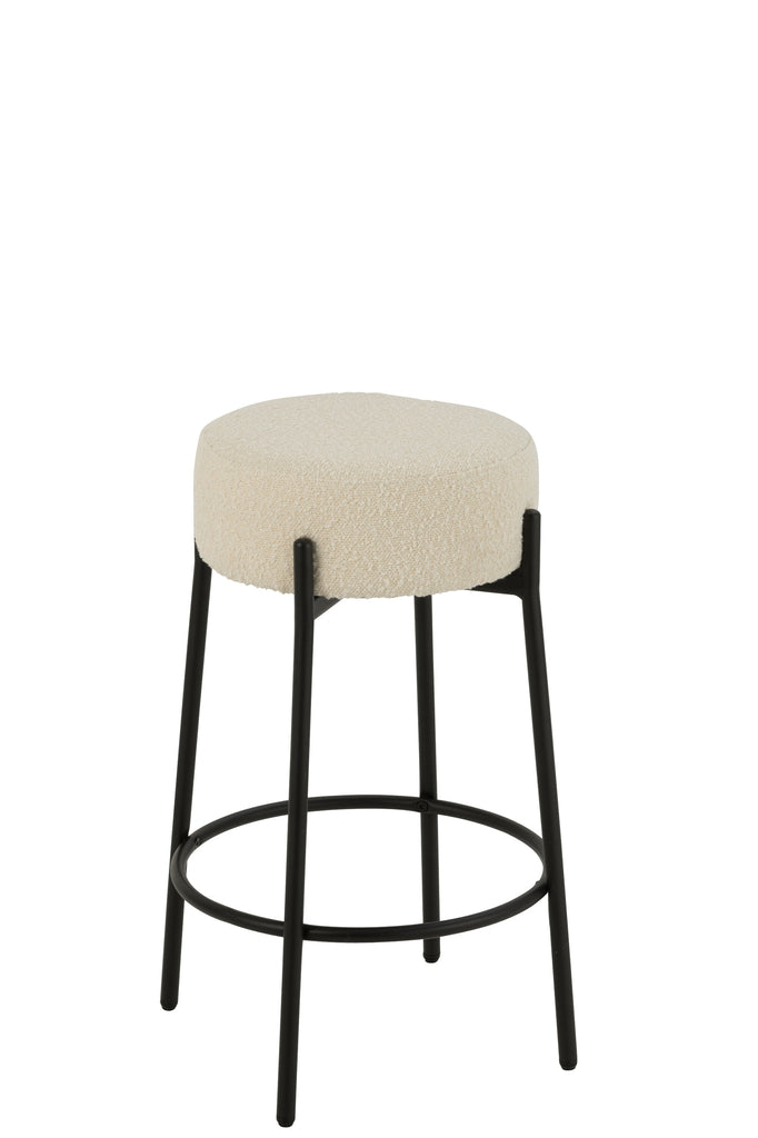 Tabouret de bar Boucle Contreplaqué/Polyester Blanc/Noir - J-LINE