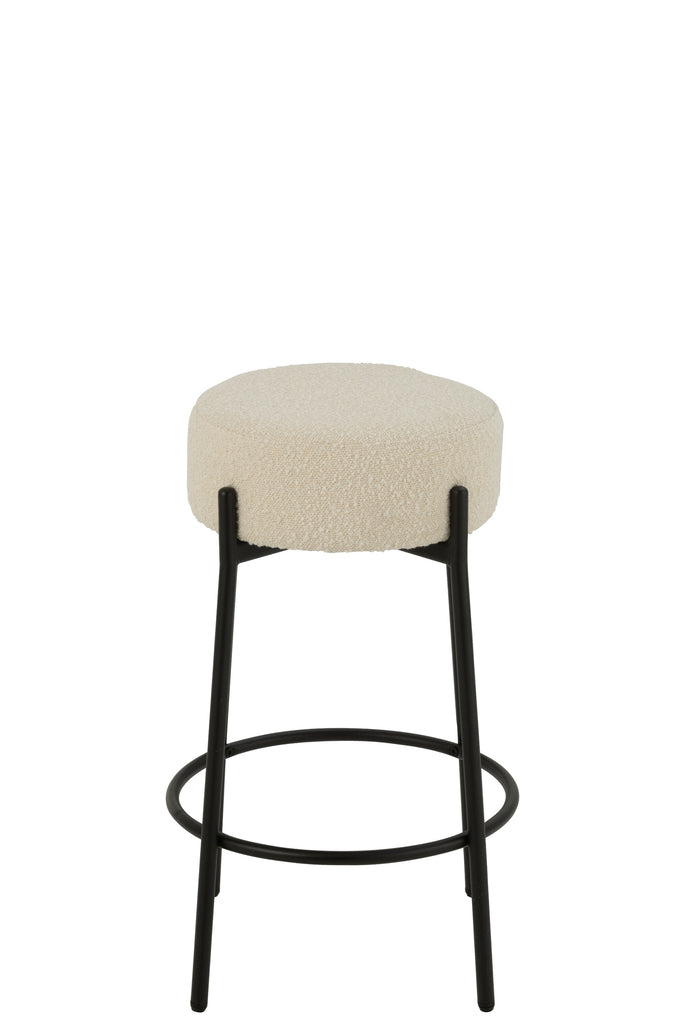 Tabouret de bar Boucle Contreplaqué/Polyester Blanc/Noir - J-LINE