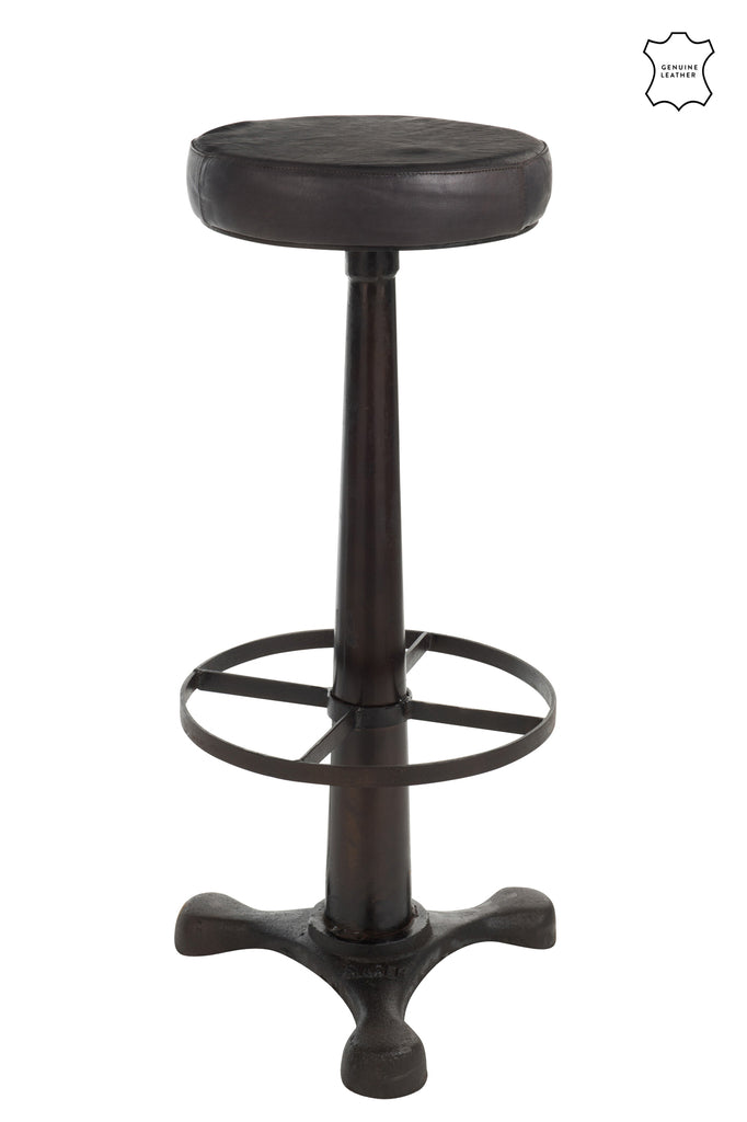 Barstoel Leer/Metaal Zwart - J-LINE