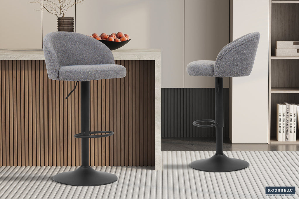 Barstoel 'Arda' Bouclé Lichtgrijs RS