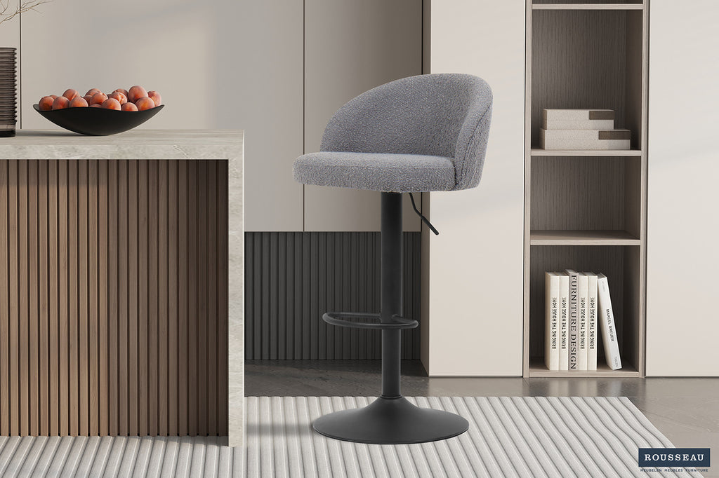 Tabouret de bar 'Arda' Bouclé Gris Clair RS