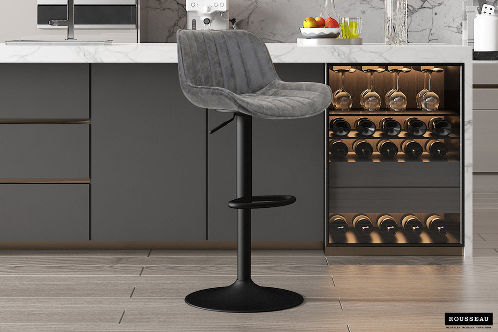 Tabouret de bar 'Fenna' PU Gris RS