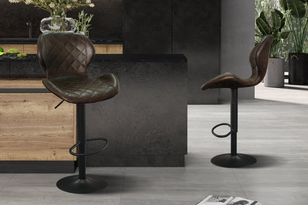 Tabouret de bar « Malaga » en polyuréthane marron foncé - RS