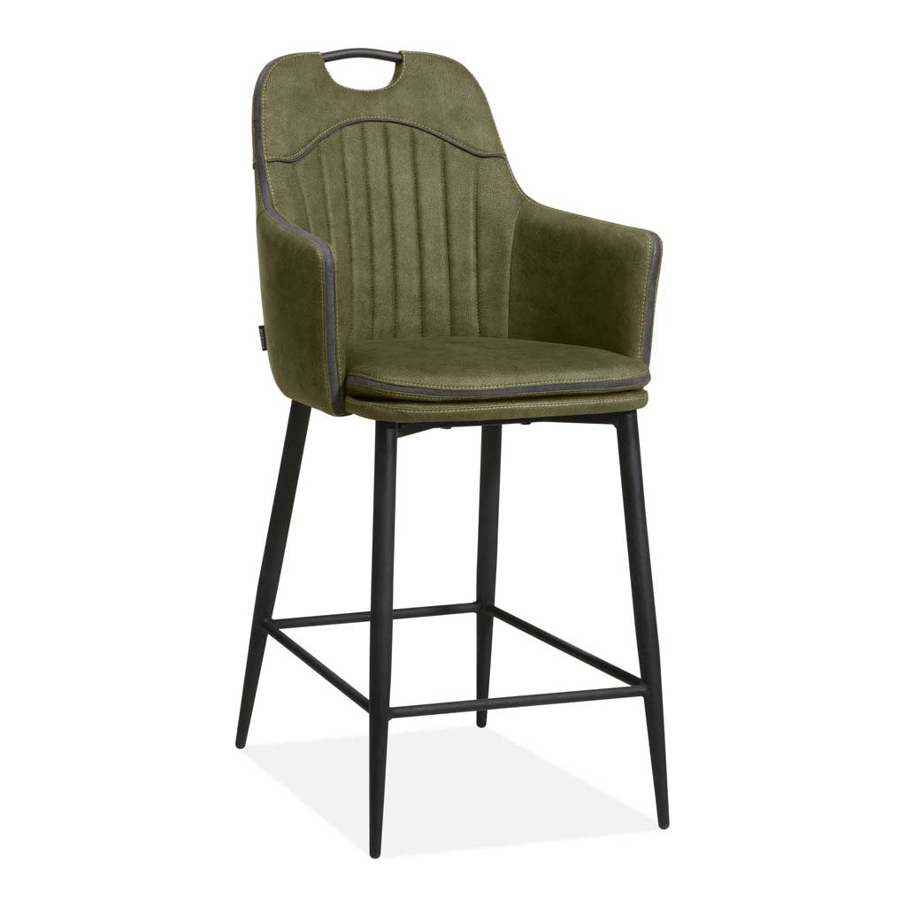 Tabouret de bar Morris : cognac, vert mousse ou anthracite - MX