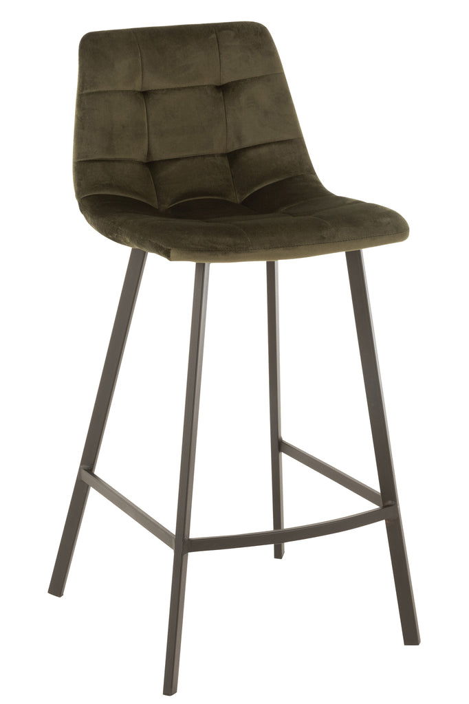 Tabouret de bar Olivier Textile/Métal Vert Foncé - J-LINE