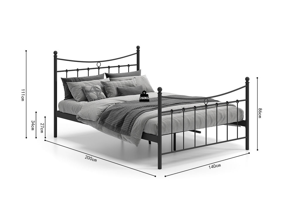 Bed 'Sacha' 140x200 met lattenbodem zwart RS