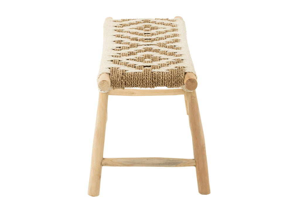 Banc Waverly en teck/jonc de mer naturel/blanc - J-LINE