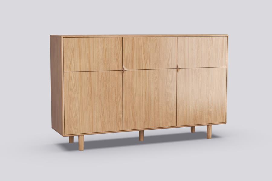 Dressoir hoog Sento 3-deurs eik (4 kleuren) - THS