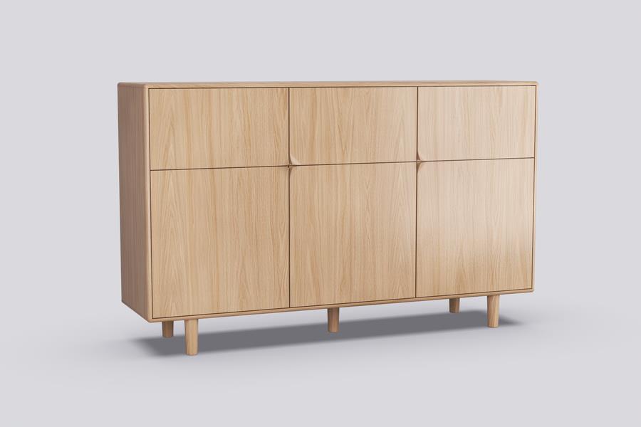 Dressoir hoog Sento 3-deurs eik (4 kleuren) - THS
