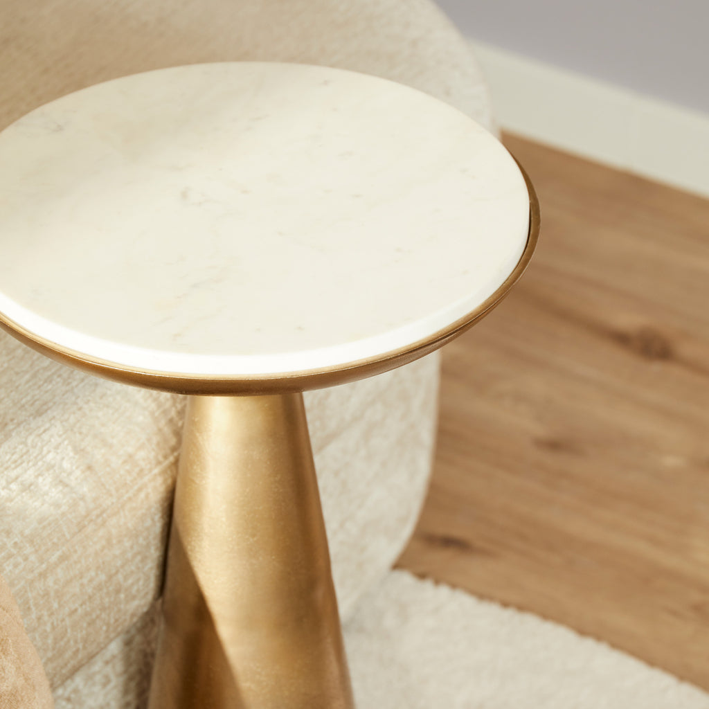 Bijzettafel Essy smal| wit marmer 38 STF