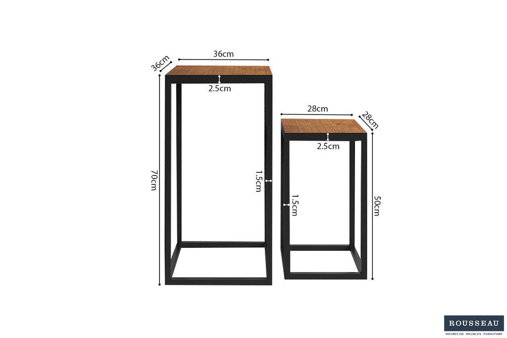 Table d'appoint 'Madeira' 2 pièces en bois de manguier RS