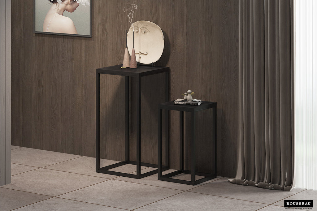 Table d'appoint 'Madeira' 2 pièces en bois de manguier noir RS