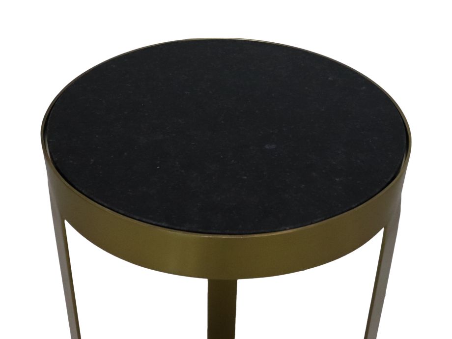 Bijzettafel van marmer - ø30x50 - Zwart/goud - Marmer/metaal HSM