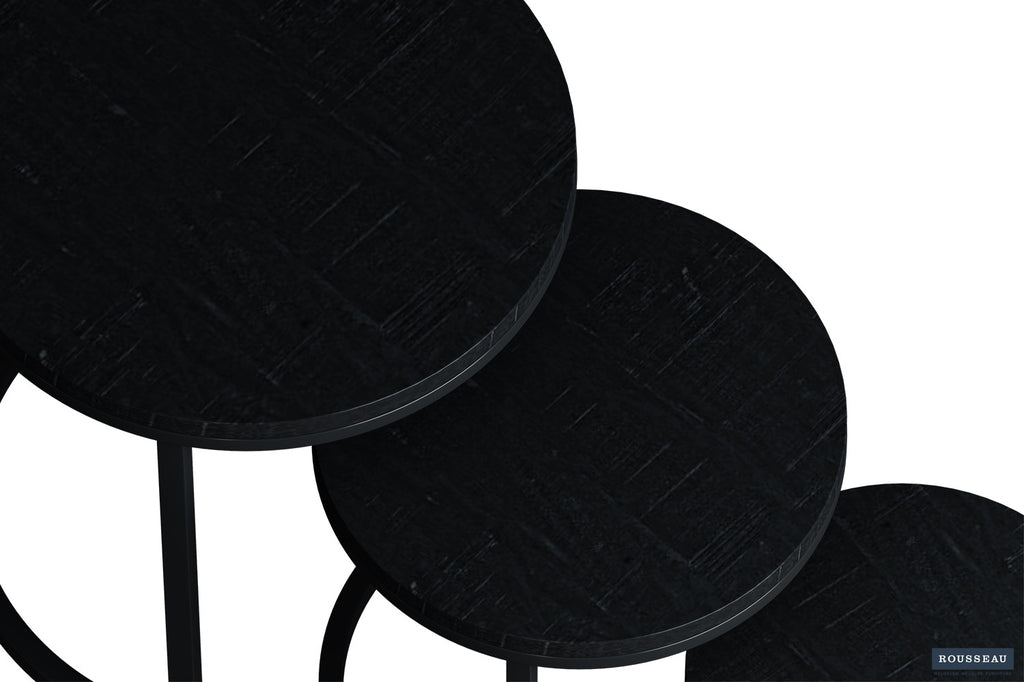 Bijzettafel 'Plano' 3-delig Mango wood black RS
