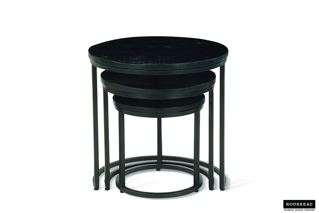 Bijzettafel 'Plano' 3-delig Mango wood black RS