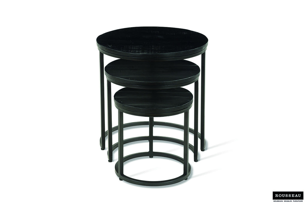 Bijzettafel 'Plano' 3-delig Mango wood black RS
