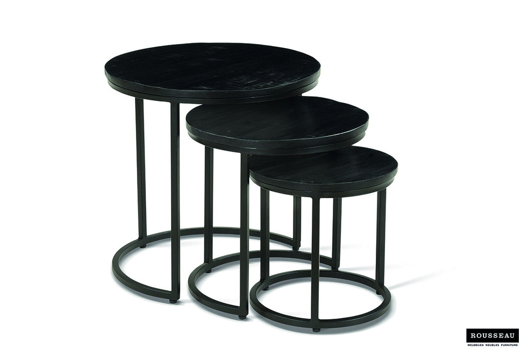 Bijzettafel 'Plano' 3-delig Mango wood black RS