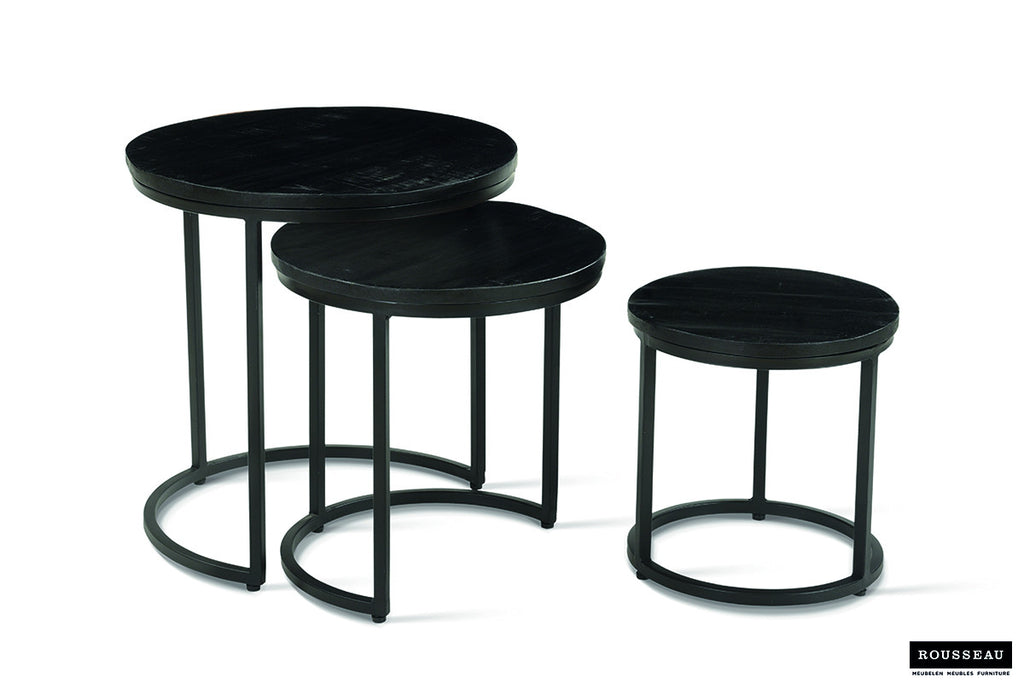 Bijzettafel 'Plano' 3-delig Mango wood black RS