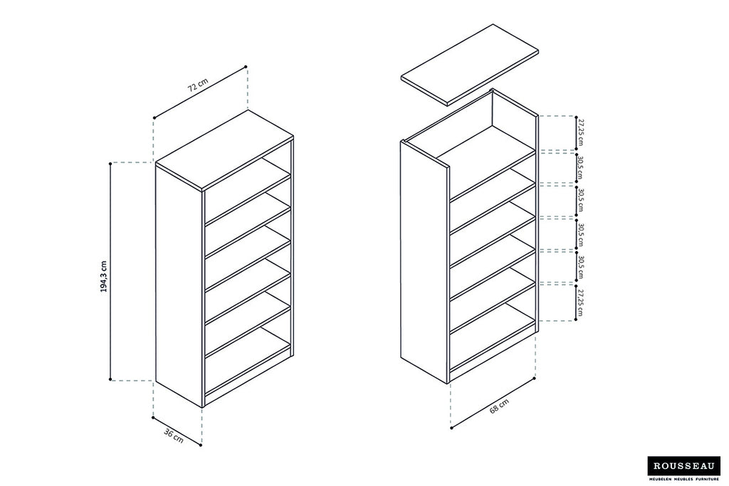 Boekenkast 'Space' 5 planken Sonoma RS
