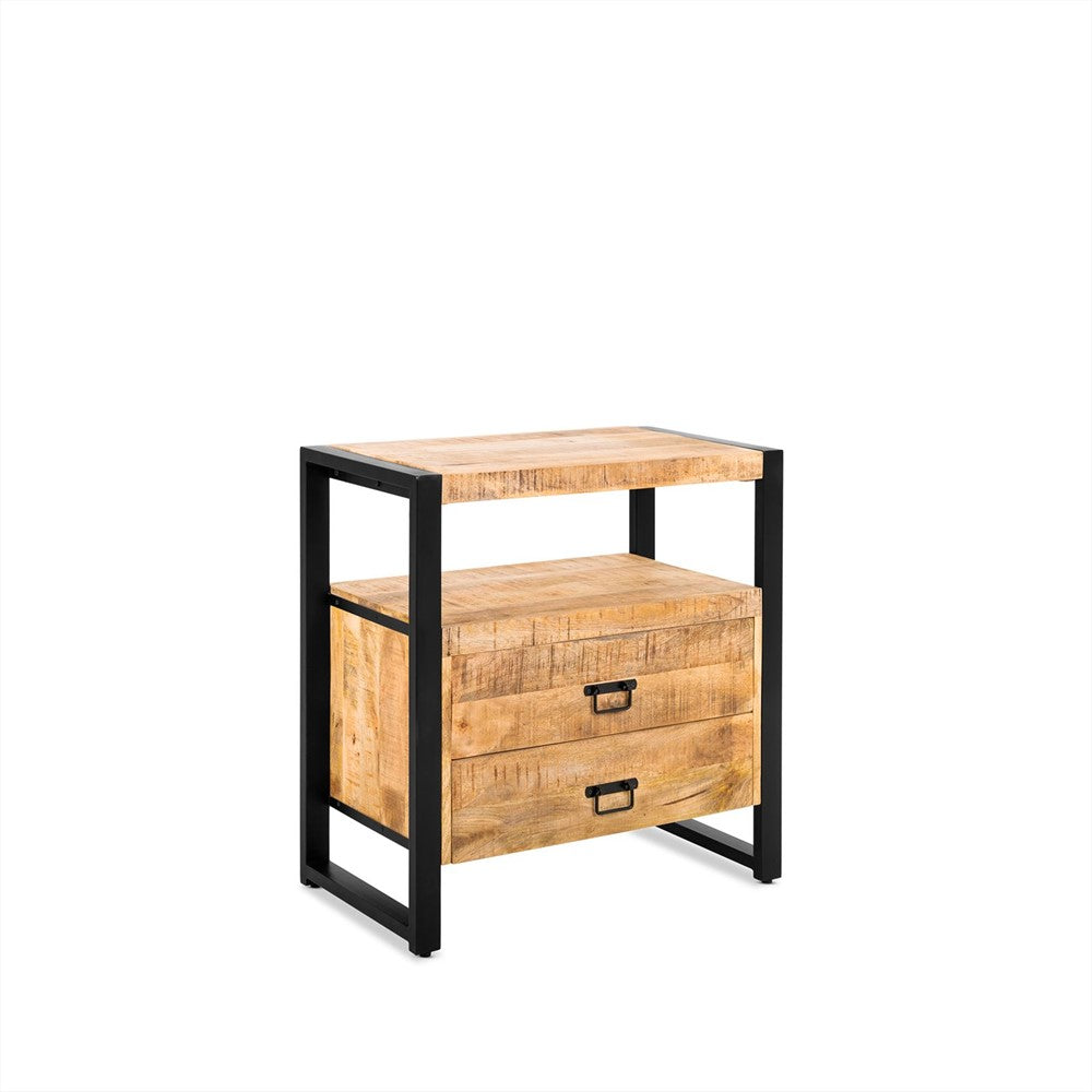 Table d'appoint/table de chevet Britt 80 - 2 tiroirs BNO