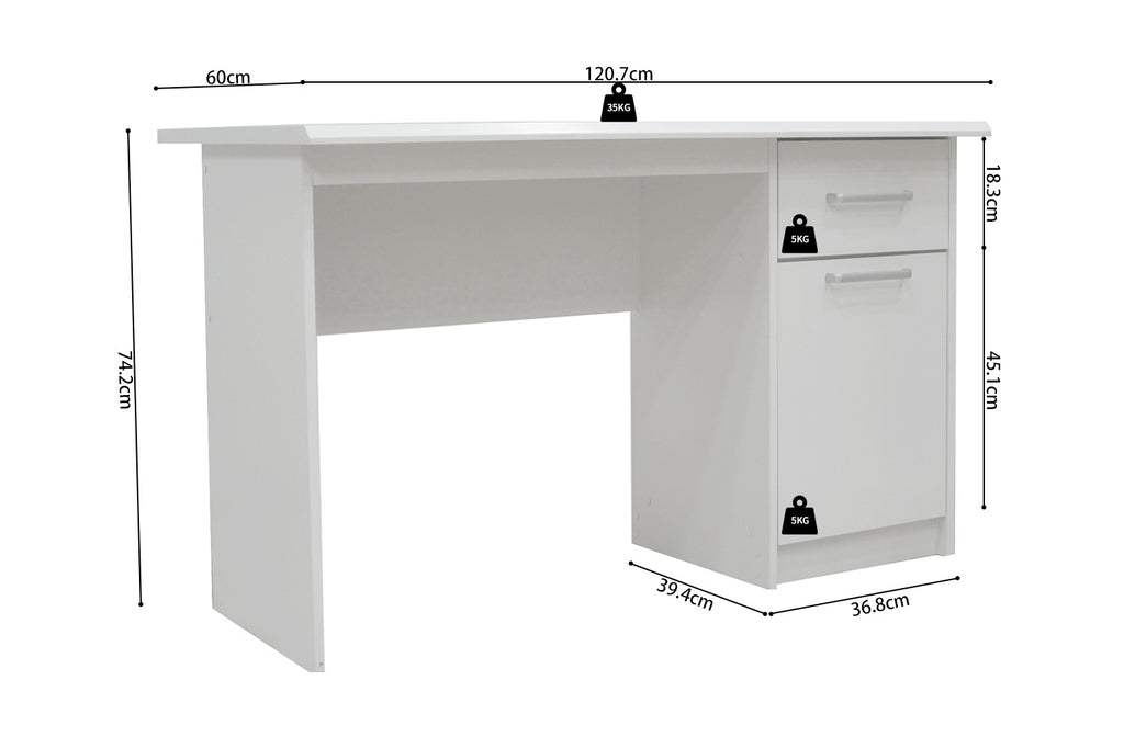 Bureau 'Milou' 1 lade 1 deur Wit - RS