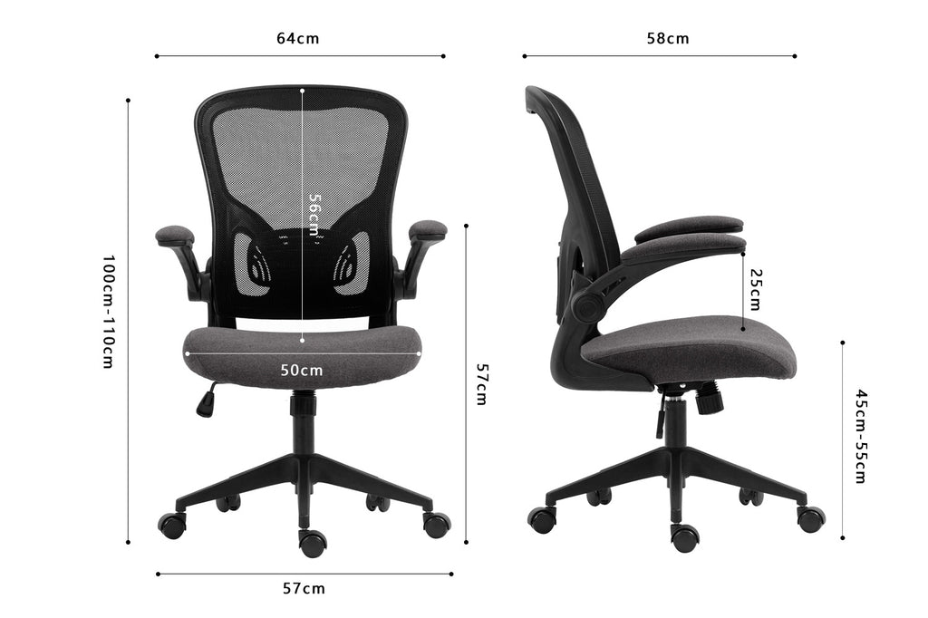 Bureaustoel 'Marcos' Mesh Zwart/Grijs RS