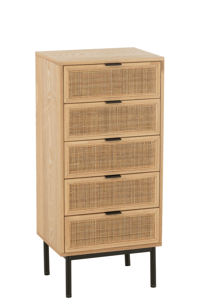 Bergkast 5 laden MDF/Metaal Natuurlijk/Zwart - J-LINE