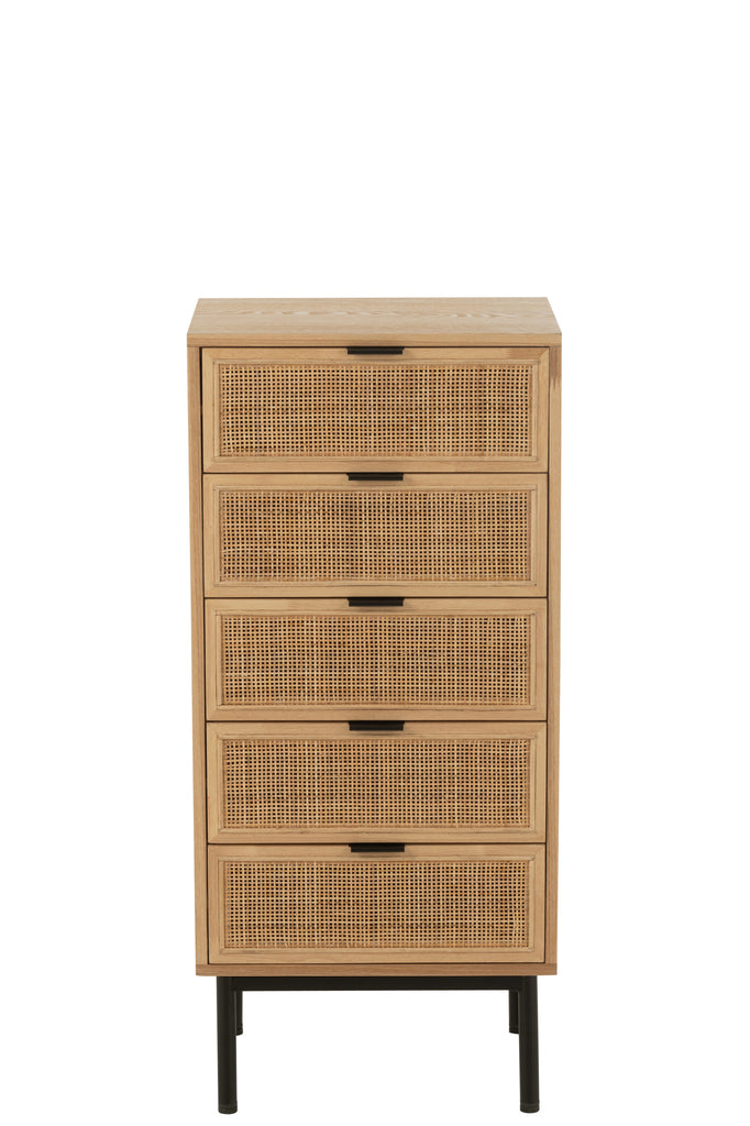 Bergkast 5 laden MDF/Metaal Natuurlijk/Zwart - J-LINE