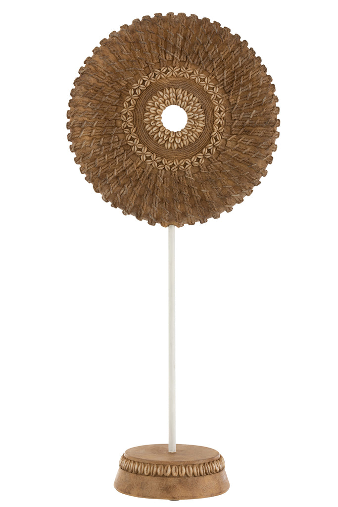 Cirkel op voet poly wit/bruin groot - J-LINE