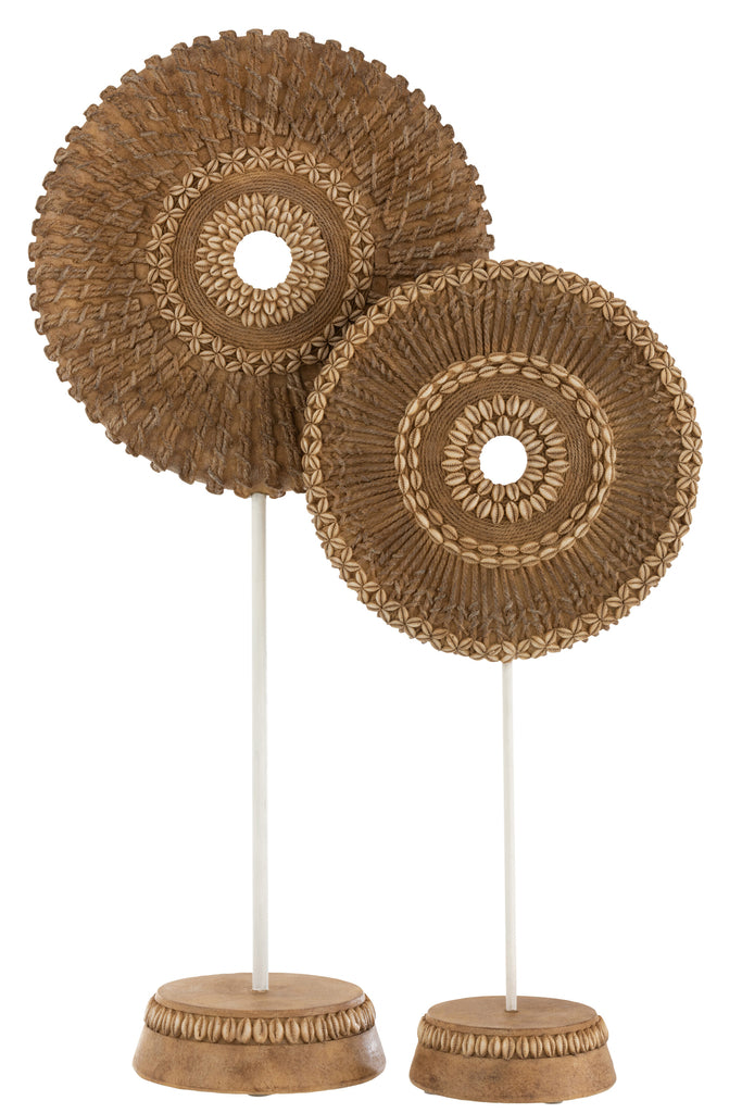 Cirkel op voet poly wit/bruin groot - J-LINE