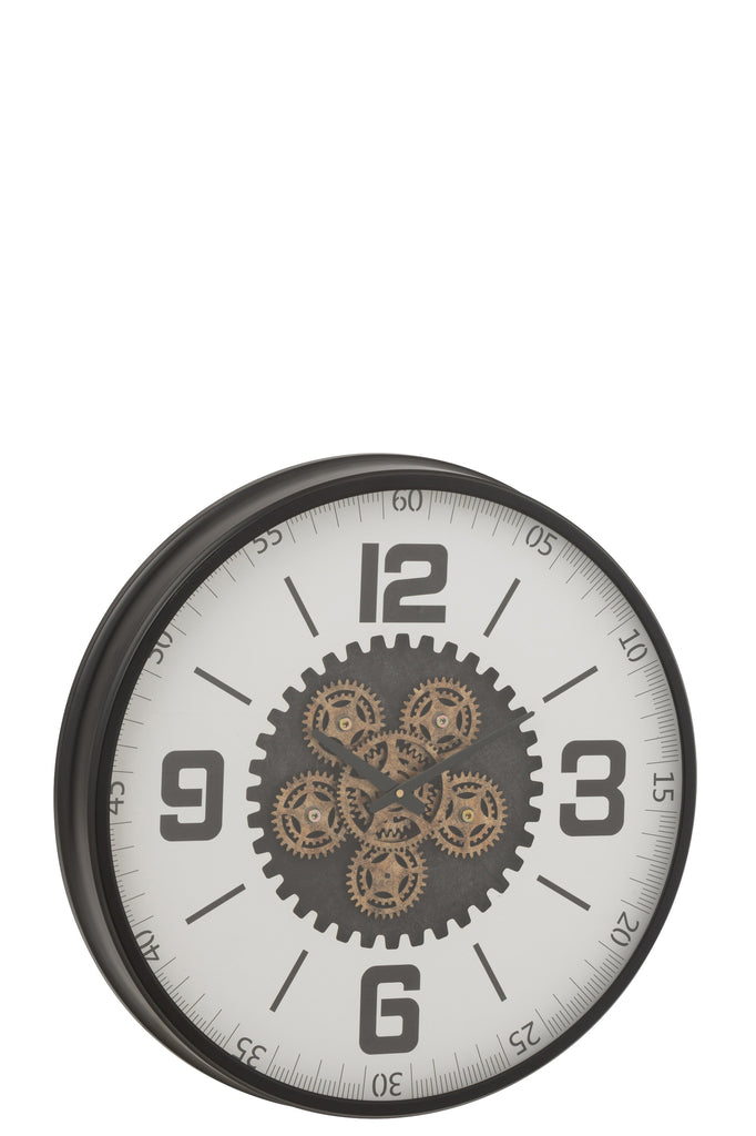 Horloge à engrenages creux noir/blanc L - J-LINE