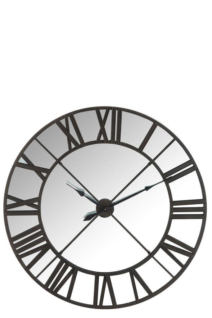 Horloge Miroir Métal Noir - J-LINE