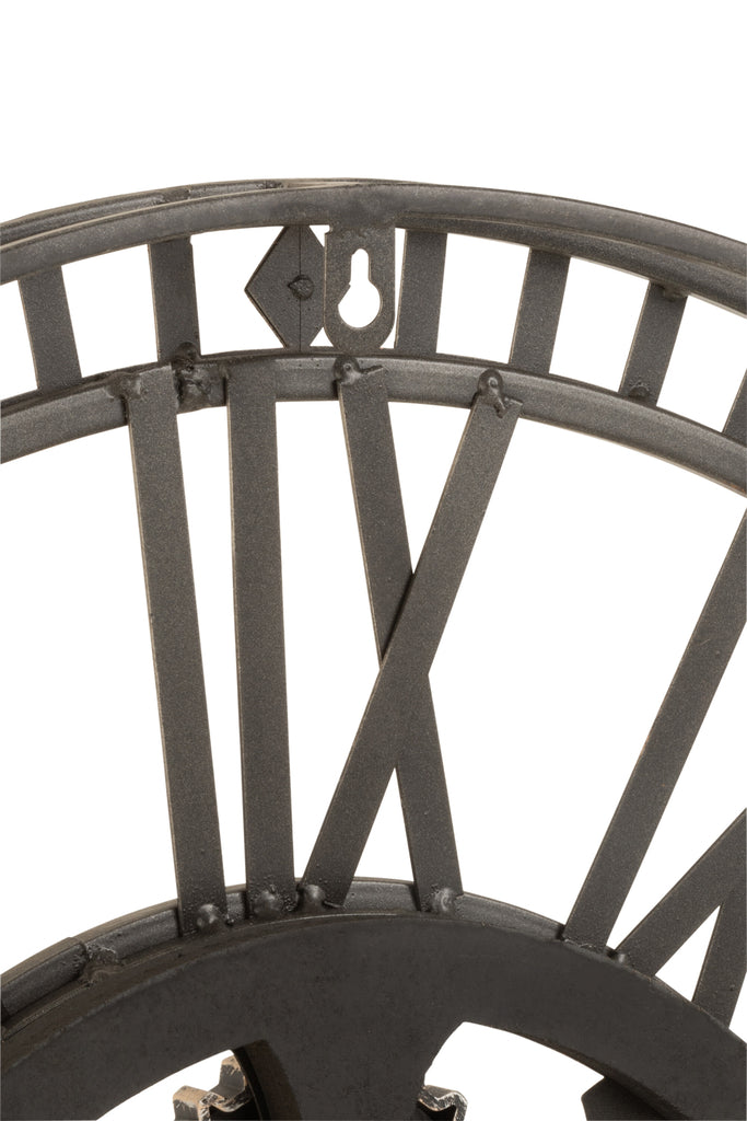 Horloge à mécanisme visible en métal gris antique - J-LINE