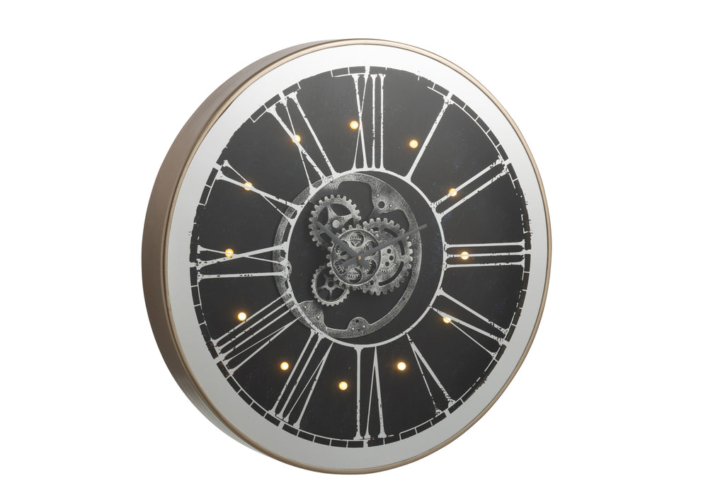 Klok + Led spiegel zilver/champagne - J-LINE