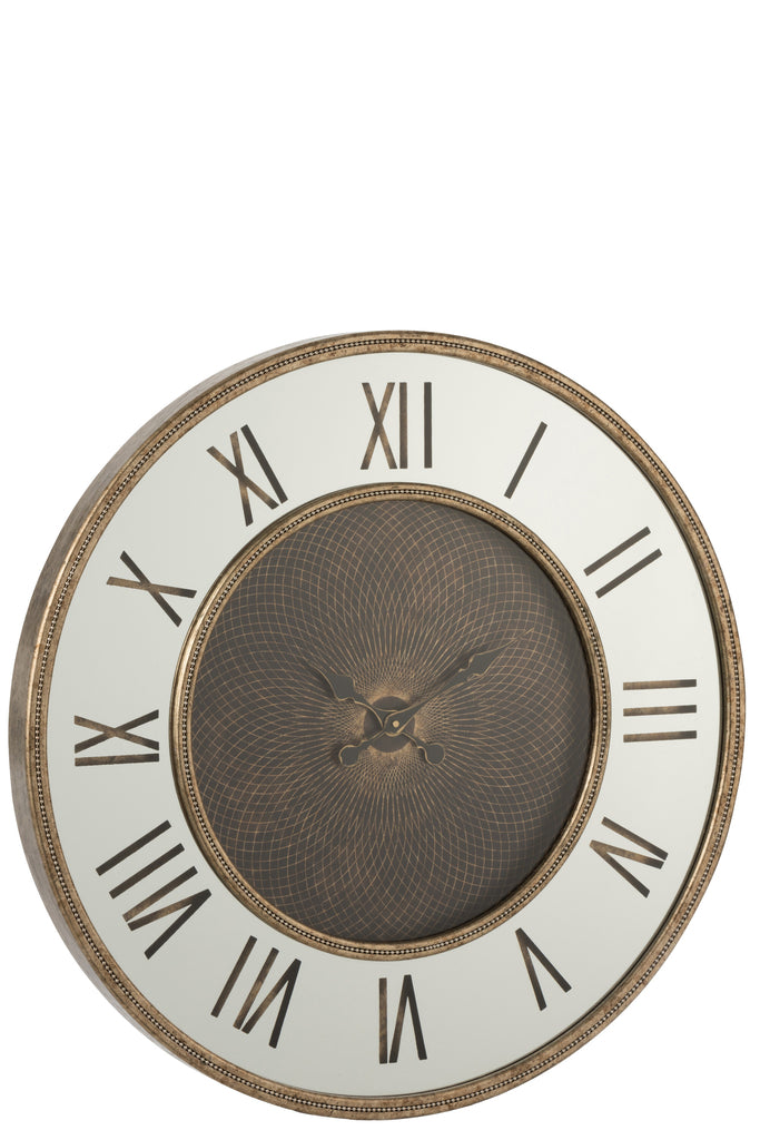 Horloge LED miroir or antique L - J-LINE